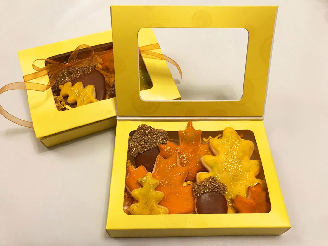 Fall Leaves yellow box cookies