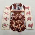 Football cookies with Kansas City Chiefs examples.