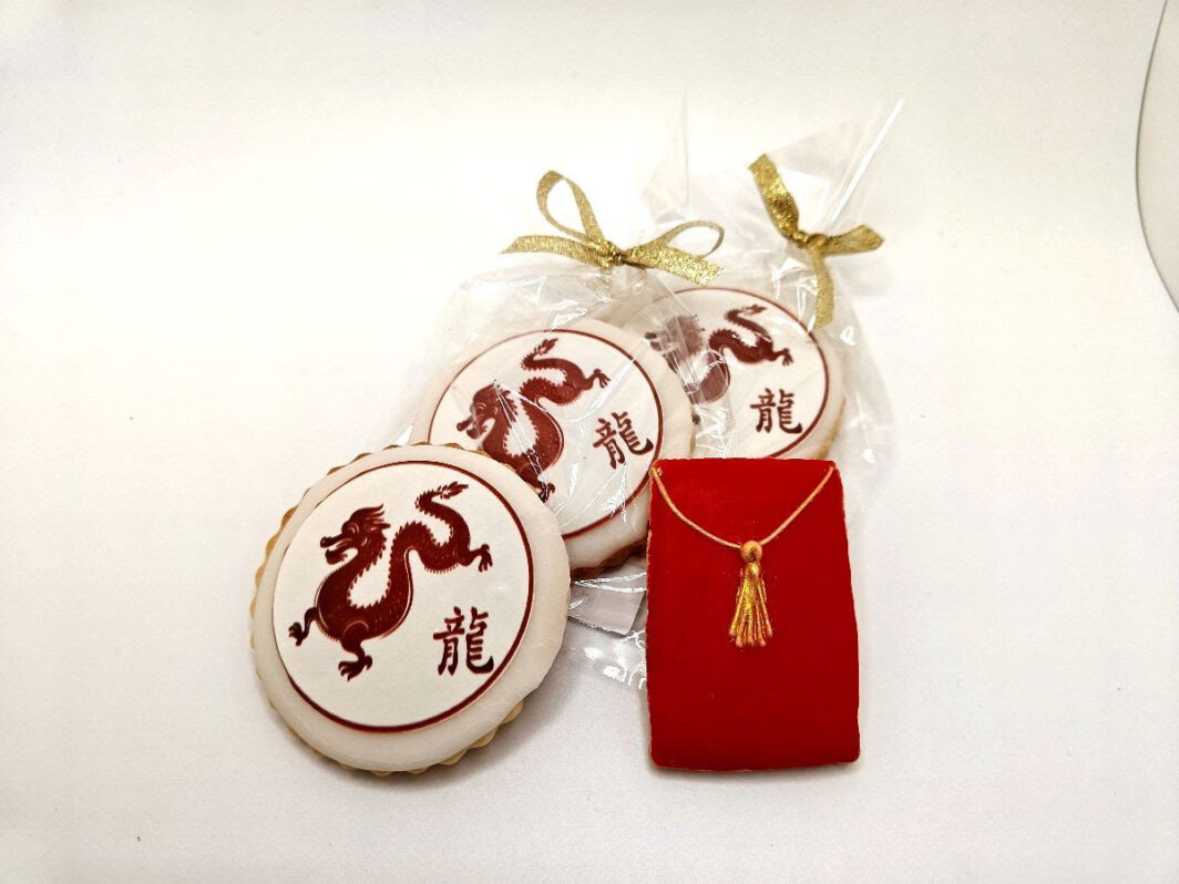 Red dragon cookies for Chinees New Year